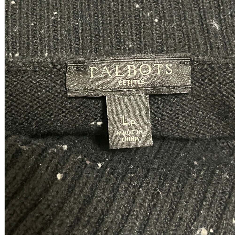 Talbots Cowl Neck Black Sweater Midi Dress Button LP Petite Casual Office - Picture 6 of 8